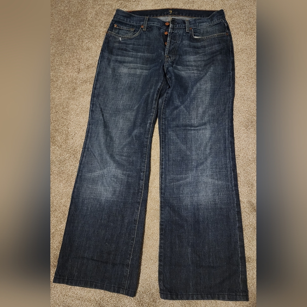 7 For All Mankind Men's Relaxed Jeans in Dark Blue